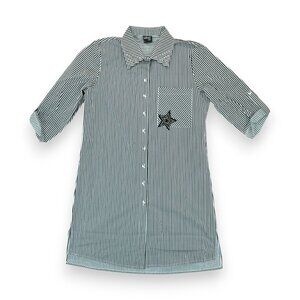 Fellinaz‎ Style Women's Elegant Blouse 3/4 Sleeve With Rhinestones Size Large